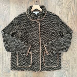 Vintage Orvis Sherpa Fleece Teddy Chore Jacket in Black and Brown Medium